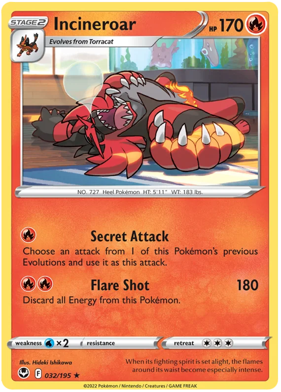 Incineroar Silver Tempest Pokemon Single 032/195