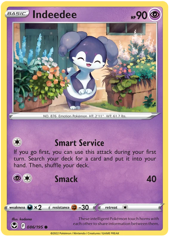 Indeedee Silver Tempest Pokemon Single 086/195
