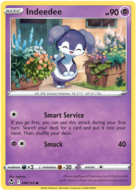 Indeedee Silver Tempest Pokemon Single 086/195