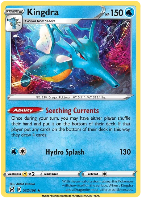 Kingdra Lost Origin Pokemon Single Card 037/196