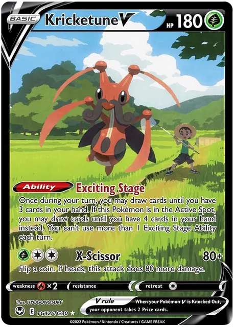 Kricketune V Silver Tempest Pokemon Single TG12/TG30