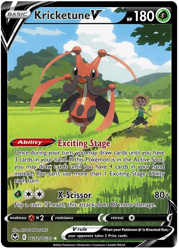 Kricketune V Silver Tempest Trainer Gallery Pokemon Card Single