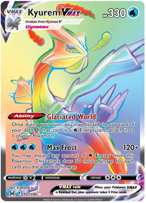 Kyurem VMAX (Secret) Lost Origin Pokemon Single Card 197/196