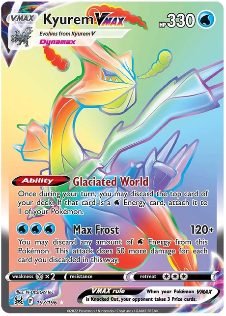 Kyurem VMAX (Secret) Lost Origin Pokemon Single Card 197/196