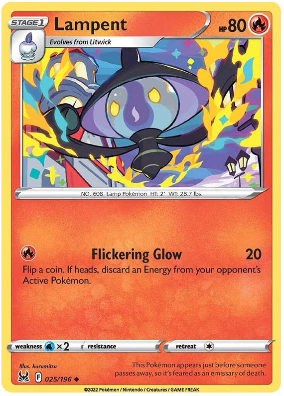 Lampent Lost Origin Pokemon Single Card 025/196