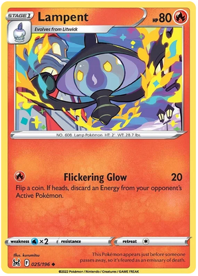 Lampent Lost Origin Pokemon Single Card 025/196