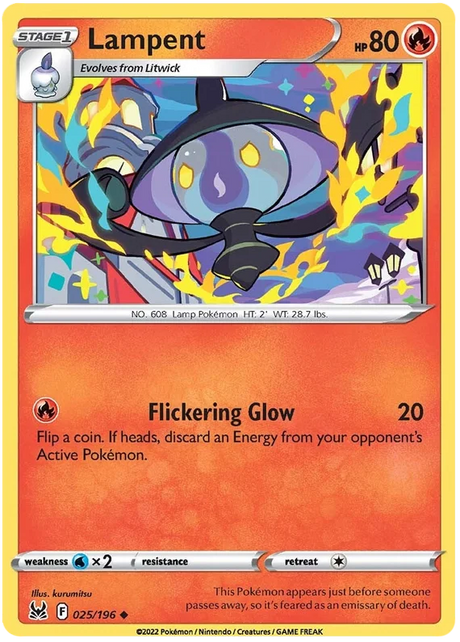 Lampent Lost Origin Pokemon Single Card 025/196