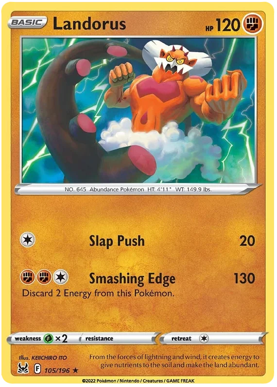 Landorus Lost Origin Pokemon Single Card 105/196