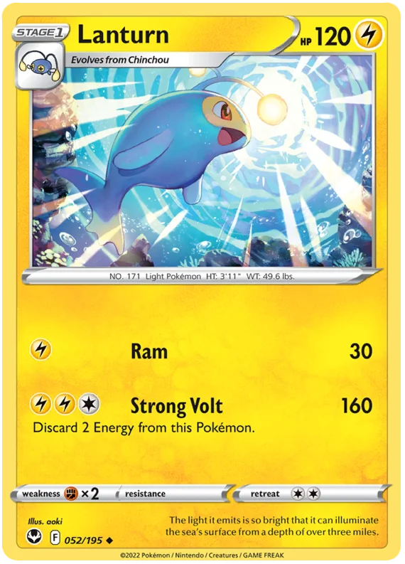 Lanturn Silver Tempest Pokemon Single 052/195