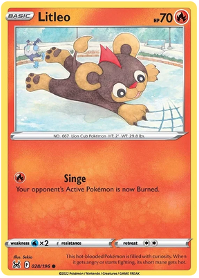 Litleo Lost Origin Pokemon Single Card 028/196