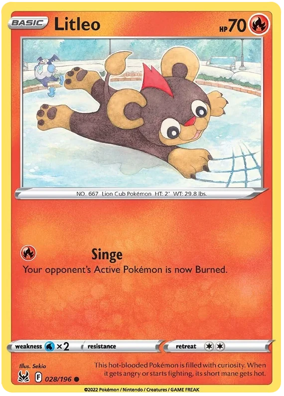 Litleo Lost Origin Pokemon Single Card 028/196