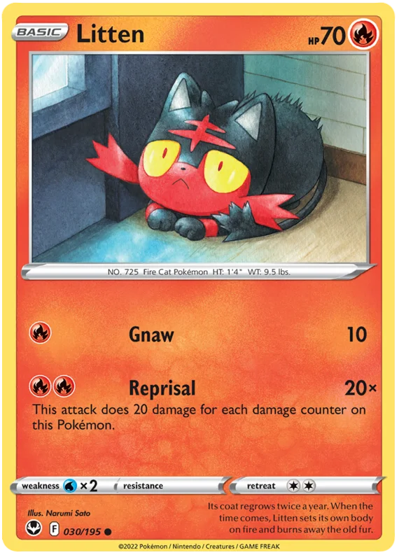 Litten Silver Tempest Pokemon Single 030/195