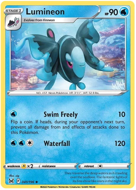Lumineon Lost Origin Pokemon Single Card 041/196