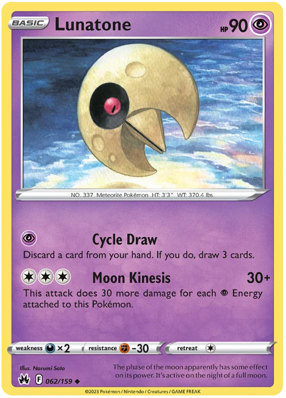 Lunatone Crown Zenith Pokemon Card Single