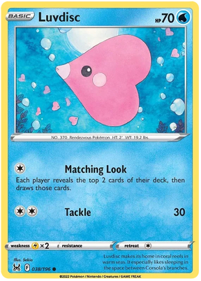 Luvdisc Lost Origin Pokemon Single Card 038/196