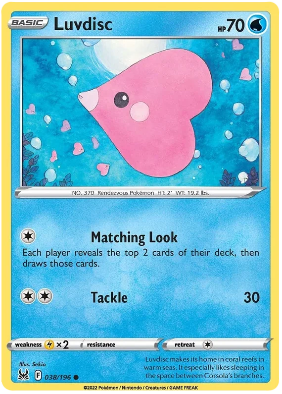 Luvdisc Lost Origin Pokemon Single Card 038/196