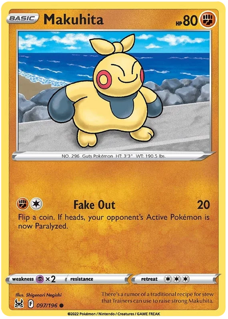 Makuhita Lost Origin Pokemon Single Card 097/196