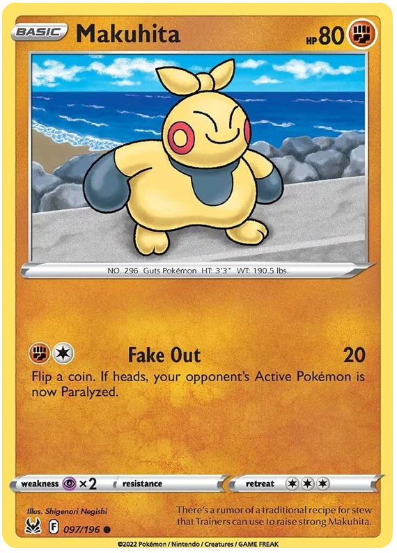 Makuhita Lost Origin Pokemon Single Card 097/196