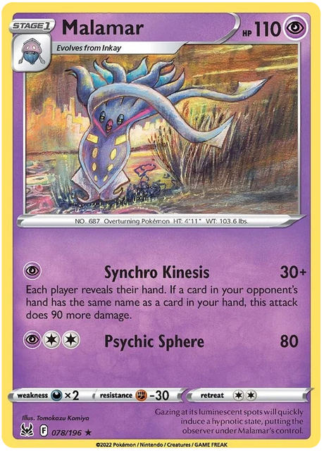 Malamar Lost Origin Pokemon Single Card 078/196