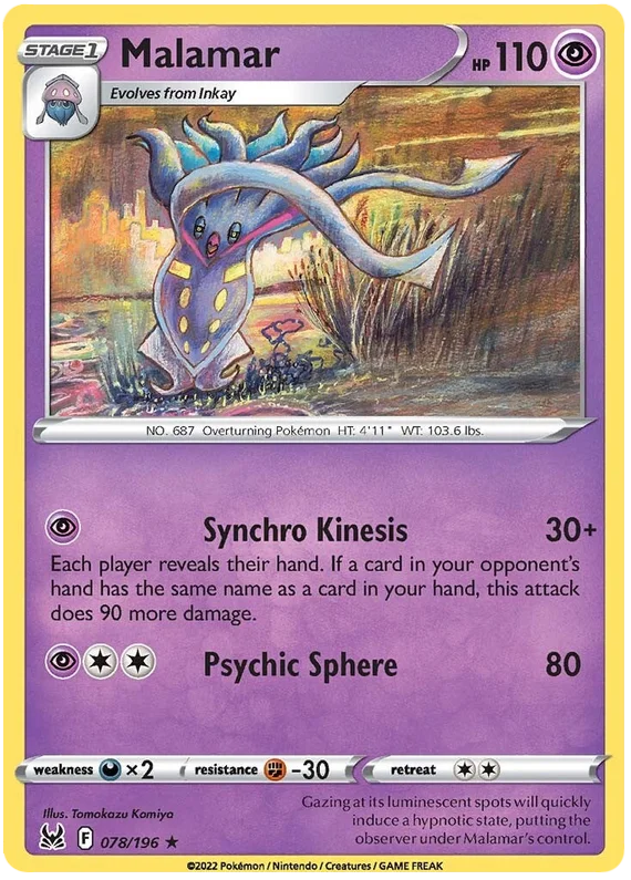 Malamar Lost Origin Pokemon Single Card 078/196