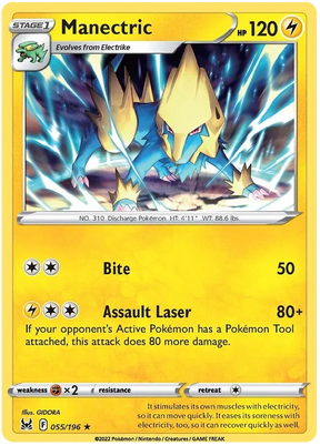 Manectric Lost Origin Pokemon Single Card 055/196