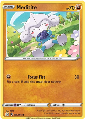 Meditite Lost Origin Pokemon Single Card 099/196
