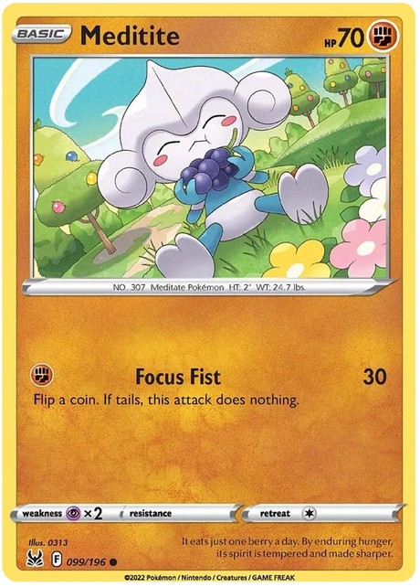 Meditite Lost Origin Pokemon Single Card 099/196