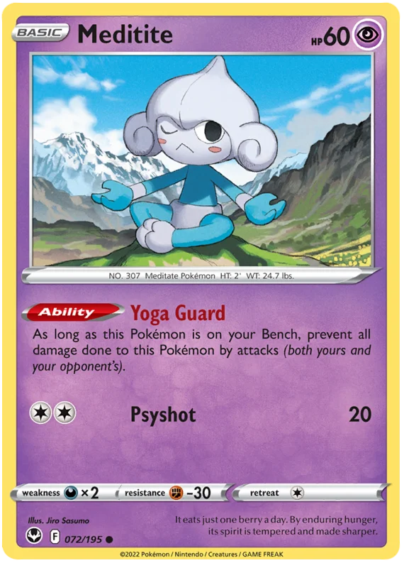Meditite Silver Tempest Pokemon Single 072/195