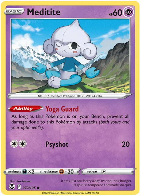 Meditite Silver Tempest Pokemon Single 072/195