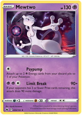 Mewtwo Crown Zenith Pokemon Card Single