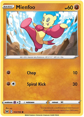 Mienfoo Lost Origin Pokemon Single Card 103/196