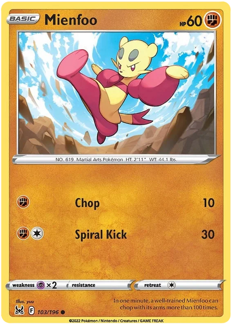 Mienfoo Lost Origin Pokemon Single Card 103/196