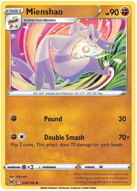 Mienshao Lost Origin Pokemon Single Card 104/196