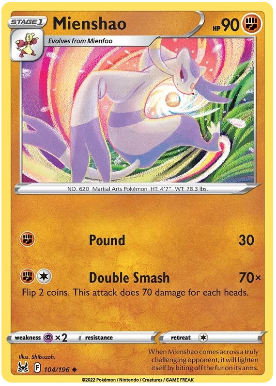 Mienshao Lost Origin Pokemon Single Card 104/196