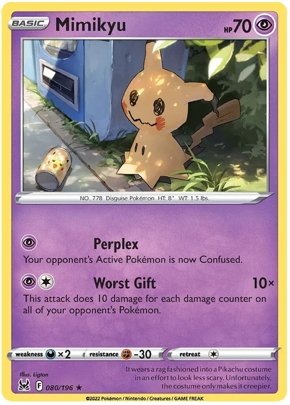 Mimikyu Lost Origin Pokemon Single Card 080/196