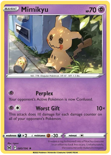 Mimikyu Lost Origin Pokemon Single Card 080/196