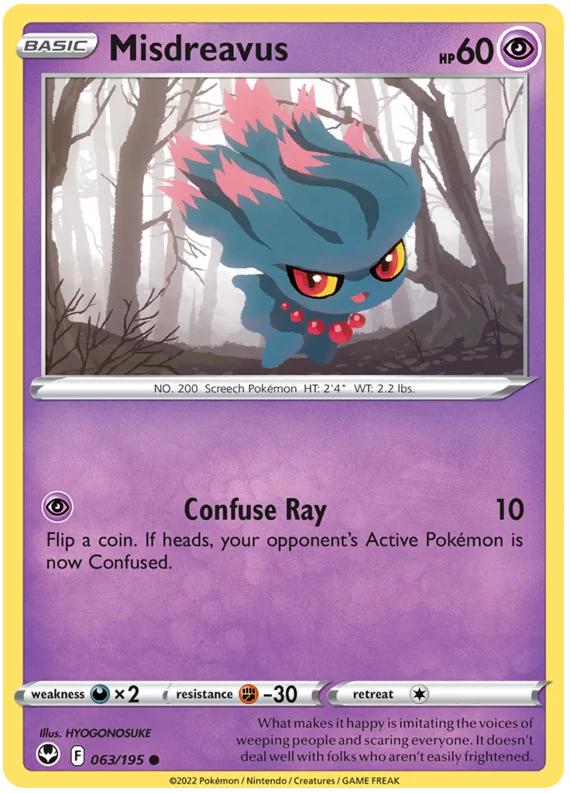 Misdreavus Silver Tempest Pokemon Single 063/195