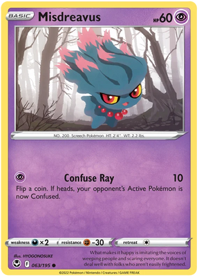 Misdreavus Silver Tempest Pokemon Single 063/195