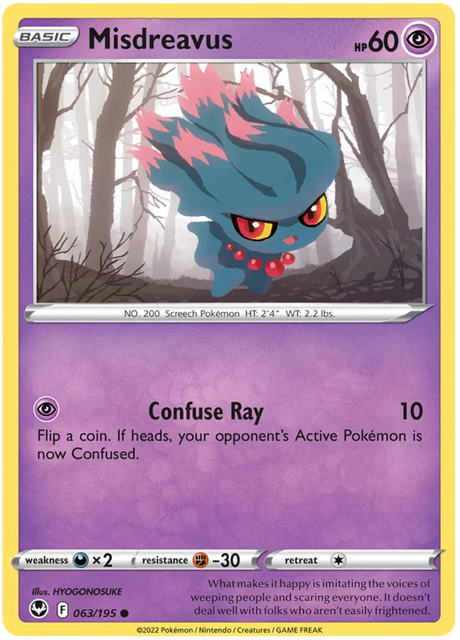 Misdreavus Silver Tempest Pokemon Single 063/195