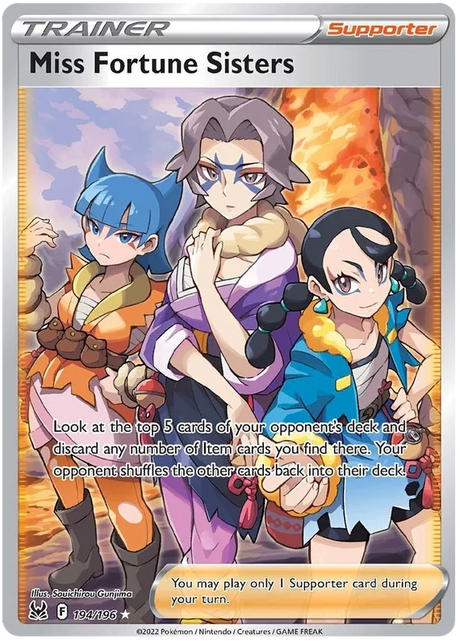Miss Fortune Sisters (Full Art) Lost Origin Pokemon Single Card 194/196