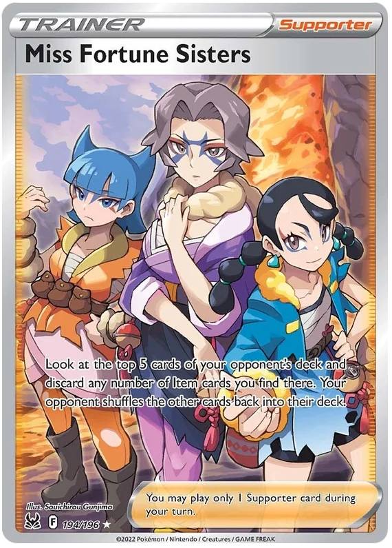 Miss Fortune Sisters (Full Art) Lost Origin Pokemon Single Card 194/196