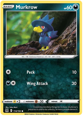 Murkrow Lost Origin Pokemon Single Card 114/196