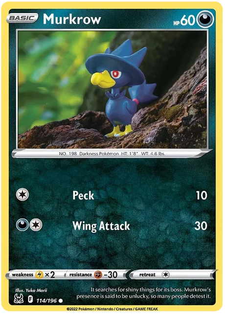 Murkrow Lost Origin Pokemon Single Card 114/196