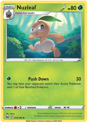 Nuzleaf Lost Origin Pokemon Single Card 012/196
