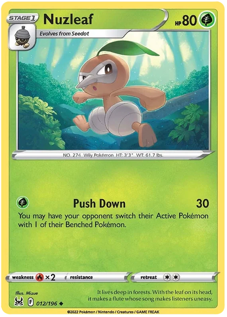 Nuzleaf Lost Origin Pokemon Single Card 012/196