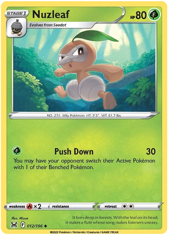 Nuzleaf Lost Origin Pokemon Single Card 012/196
