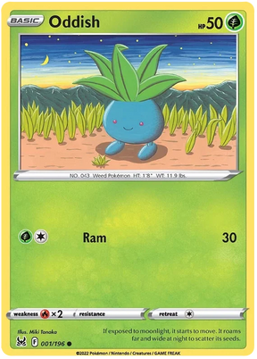 Oddish Lost Origin Pokemon Single Card 001/196