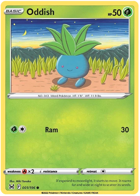 Oddish Lost Origin Pokemon Single Card 001/196