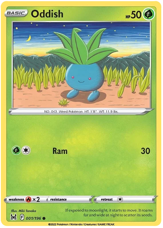 Oddish Lost Origin Pokemon Single Card 001/196