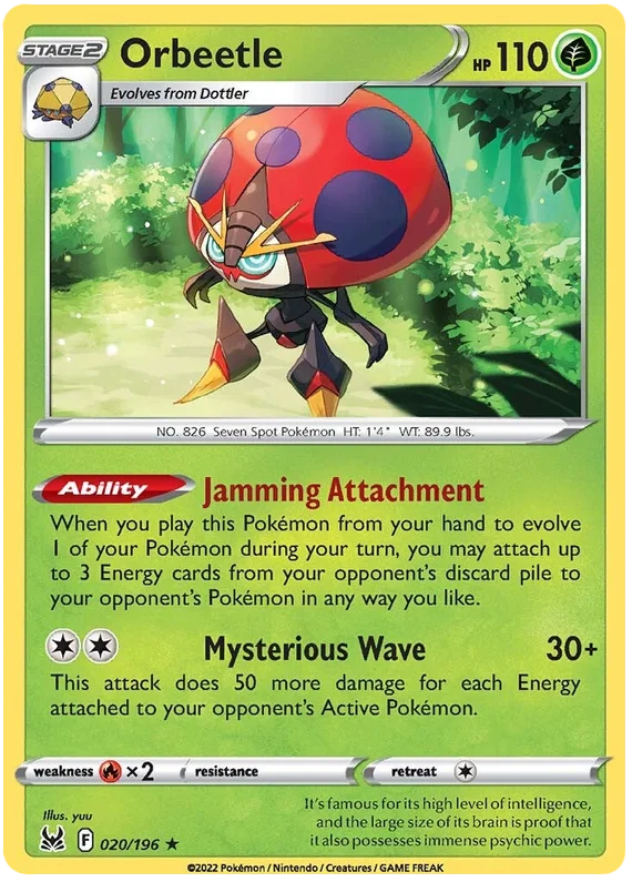 Orbeetle Lost Origin Pokemon Single Card 020/196